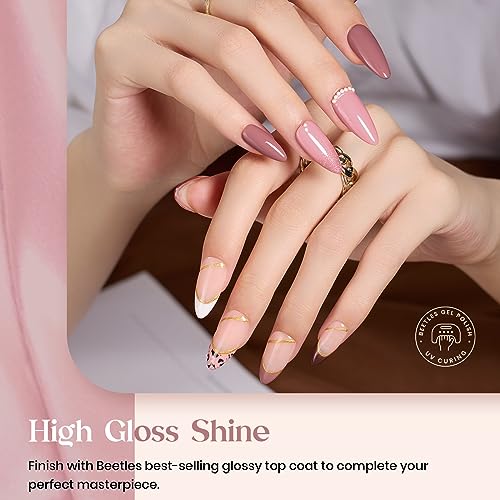 Image of beetles Nude Gel Polish - Nude Symphony 6 Colors Polish Set, Neutral Pink Brown Glitter Skintone Gel Nail Colors, Soak off Uv Led Lamp Needed Nail Art Design Home Diy Gifts For Women