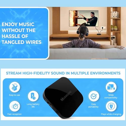 Image of Bluetooth Audio Transmitter Receiver Connector Adapter Device for TV Pc Music System | V5.2 | Compatible With Aptx Aptx HD Aptx Adaptive Aptx Low Latency devices with Aux 3.5mm Jack RCA Port