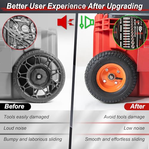 2pcs packaout wheels compatible with milwaukee rolling tool box 48-22-8426 9 inch packout replacement wheel kit alloy wheels strong and not easy to crack can roll smoothly on various terrains