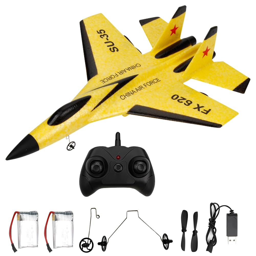 CLIUNT RC Plane, 2.4GHz Foam Remote Control plane with 8 Light, RC Airplane, RC Fighter Jet Planes Toy Gifts for Kids Boy Beginners Adults (Y