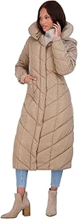 Steve Madden Women's Long Chevron Maxi Puffer Coat