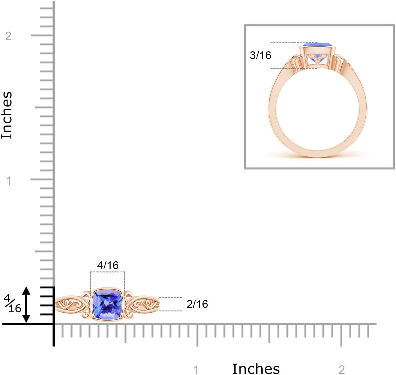 Angara Natural Tanzanite Solitaire Engagement Ring for Women | Vintage Style Cushion Tanzanite Solitaire Engagement Ring in 14K Solid Gold/Platinum | December Birthday, Gemstone Jewellery Gift