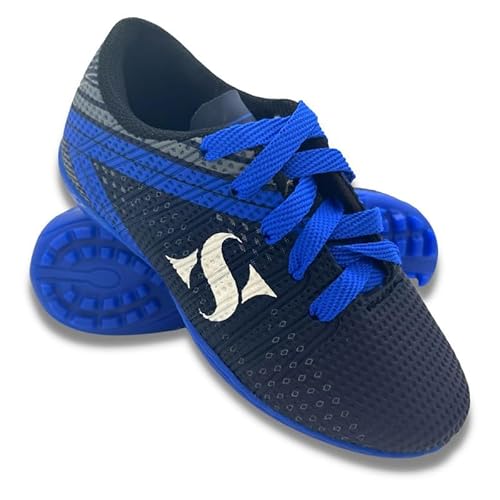 Chuteira Society Infantil Reforçada Campos Gramados Quadras Cor:Azul;Tamanho:28