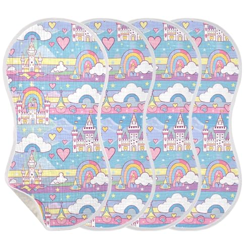 Castle Princess Cartoon Cotton burping Cloths for Babies Easy Care Baby Rags and washcloth for boy and Girl Set of 2, 22x11in3