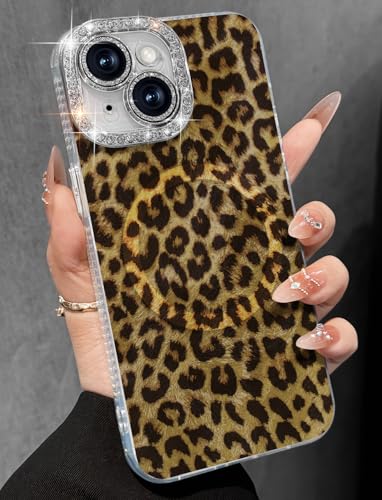 Coque pour iPhone 15 esthétique léopard marron, cadeau idéal pour filles