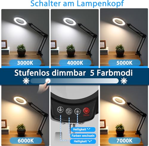 Lampe loupe LED orientable avec gradation continue pour travaux de précision - 5