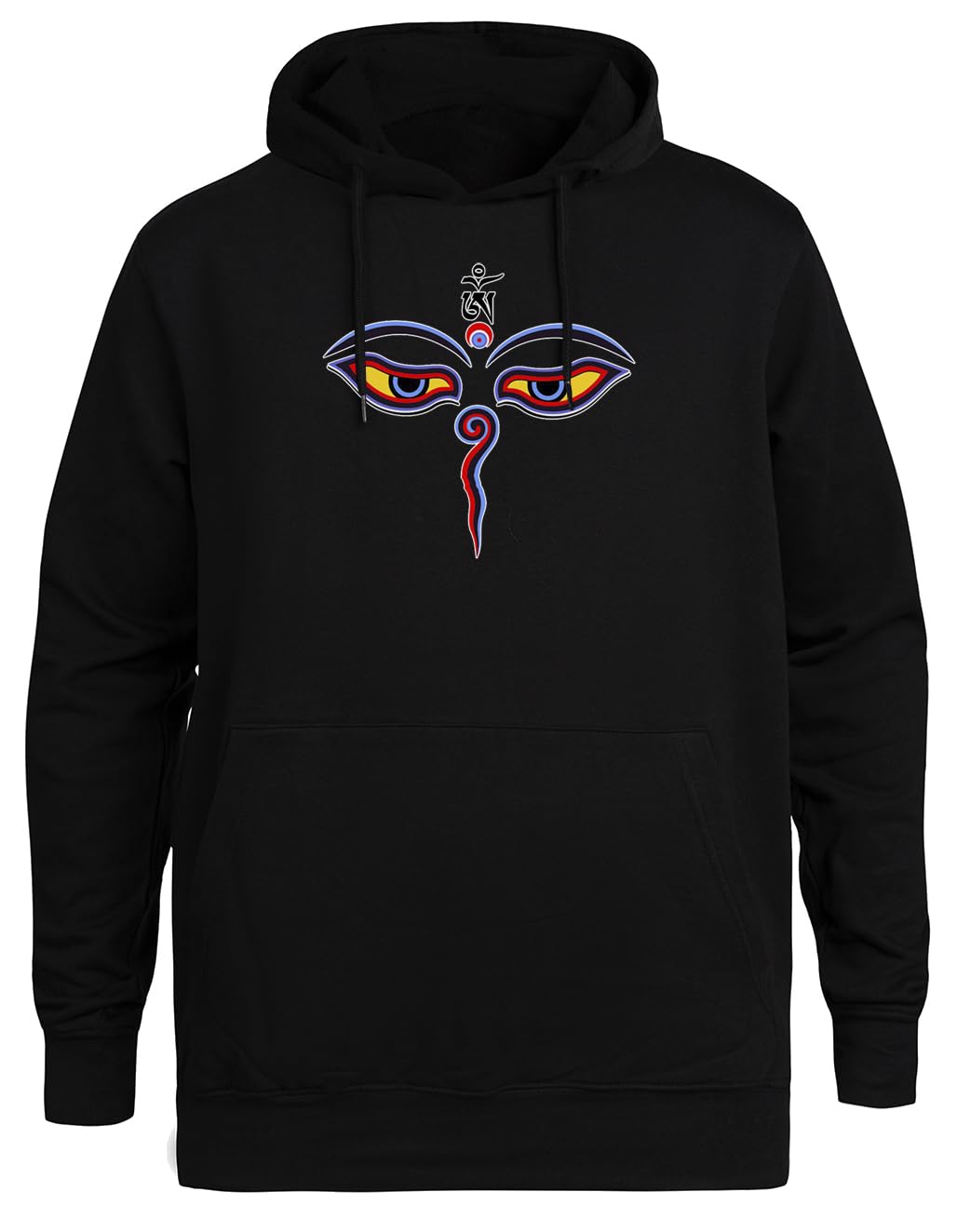 Oczy Mądrości Buddy - Oczy Świątyni Bodhnath Unisex Czarna Bluza Ekologiczna z Kapturem Unisex Black Hoodie Eco-Friendly Hooded Jacket