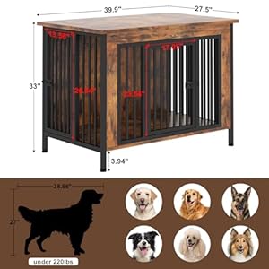 EasyCom 39.96" XL Wooden Large Dog Crate Furniture for Medium and Large Breed, Chew-Resistant Dog Kennel Furniture Indoor with 2 Doors and 3.94" Raised Feet, as TV Stand, End Table, Crate Table EasyCom 3996 XL Wooden Large Dog Crate Furniture for Medium and Large Breed Chew Resistant Dog Kennel Furniture Indoor with 2 Doors and 394 Raised Feet as TV Stand End Table Crate Table