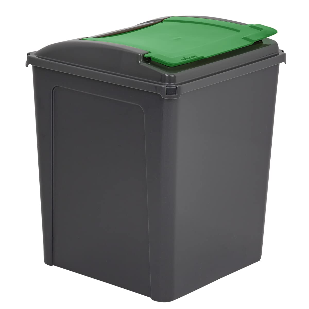 50L Recycling Bin & Lid - Graphite/Green Dustbin Trash Can Rubbish Waste Bin 50 Litre Storage of Animal Feed For Kitchen Home and Office Use Made in UK