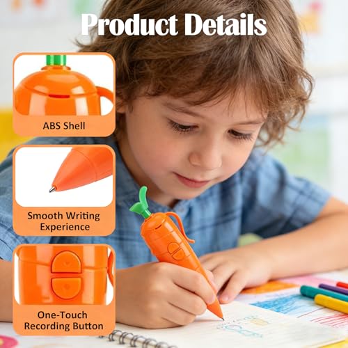 2 Stück Karotten Aufnahme Stift,Niedlicher Karottenförmiges Aufnahmegerät,Karotten-Aufnahmespielzeug mit Wiedergabe und Aufnahmefunktion,Lustige und Kreative Geschenke für Kinder,Klebeband-Roller