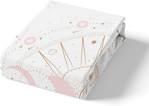 Miniatura 4 de Juego de ropa de cama de sol bohemio dorado, tamaño Queen, funda de edredón de luna rosa para niños y niñas, juego de funda de edredón bohemio