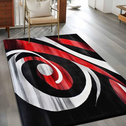Tapete decorativo rojo negro 2.7x5 pies miniatura 2