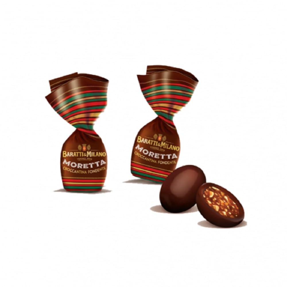 BARATTI & MILANO - CROCCANTE ALLA NOCCIOLA RICOPERTO DI CIOCCOLATO FONDENTE - BUSTA DA 1KG (MORETTA CROCCANTINA FONDENTE)