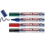 edding 250 Whiteboardmarker Set - bunte Farben - 4 Whiteboard Stifte - Rundspitze 1,5-3 mm - Boardmarker abwischbar - für Whiteboard, Flipchart, Magnettafel, Memoboard - Sketchnotes - nachfüllbar