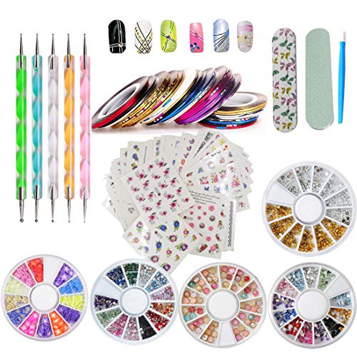 DIY Glitter Nail Rhinestones Decorations Dotting Tool Water Transfer Sticker Decal Nail Line Tape Striping Nails Sanding Buffing File Beauty Accessories Nail Art Set Kit (Style 2) DIY Glitter Nail Rhinestones Decorations Dotting Tool Water Transfer Sticker Decal Nail Line Tape Striping Nails Sanding Buffing File Beauty Accessories Nail Art Set Kit (Style 2)