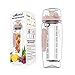 willceal Fruit Infuser Water Bottle 32oz Durable, Large - BPA Free Tritan, Flip Lid, Leak Proof Design - Sports, Camping (Rose Gold)
