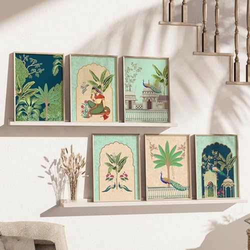 kotart Wall Painting Madhubani Home Decoration Indian Traditional Art With Frame For Living Room Bed Room Hotel Wall Decor Digital Reprint Engineered Wood Set of 6 (S)