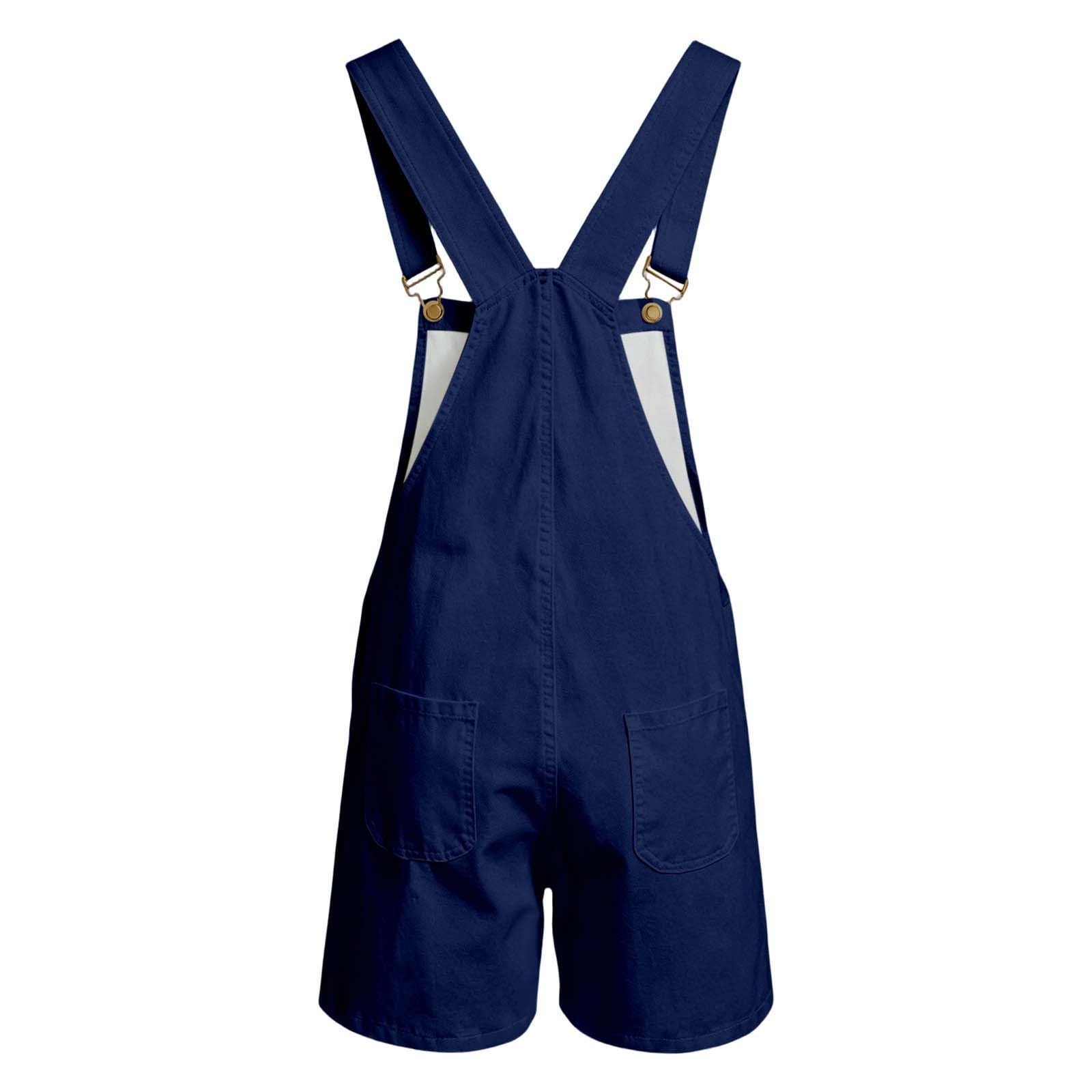 Générique Salopette en Jean pour Homme Short D'été Combinaison en Jean Salopette Cargo Baggy Pantalon de Travail Court Coupe Ample Vintage avec Poches