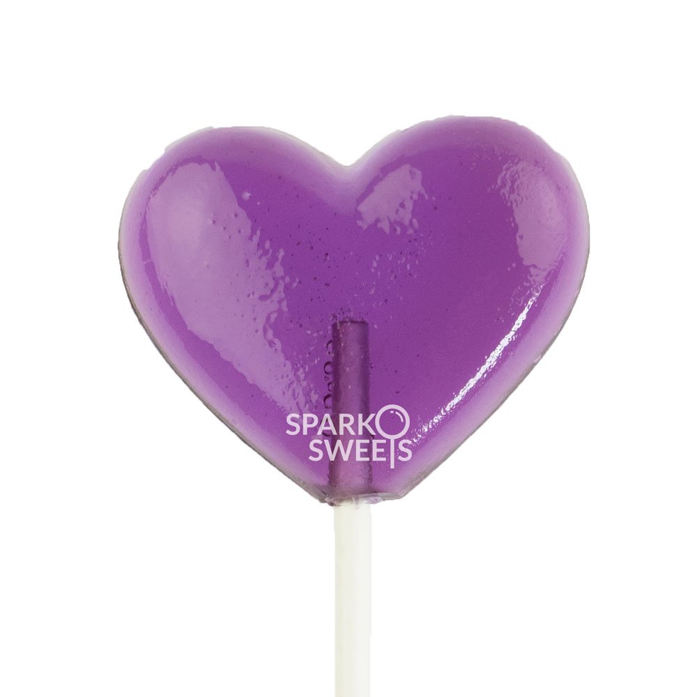 Purple Heart Lollipops, Grape Flavor, 2" Diameter Lollipop, Handcrafted Fresh in USA, 24 Pieces