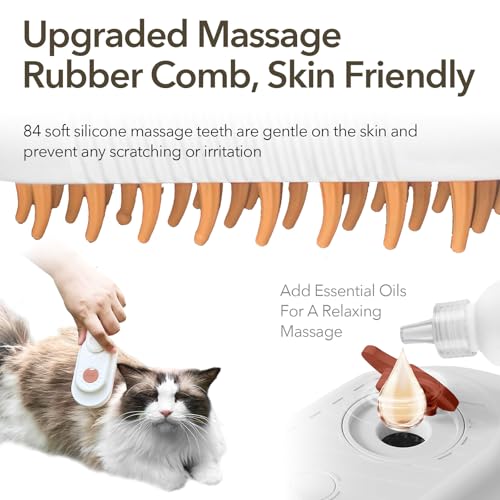 Image of Enhanced 3-in-1 Cat Steam Brush With Larger Spray Misting, Long Steamy Comb for undercoat Shedding, Hair Removal & Cleaning, Water Brush for Indoor Long Hair Cat, Dog, Rabbit (Brown)