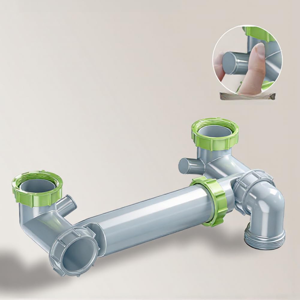 Kit de drenaje de doble fregadero con coladores de acero inoxidable, trampa P de PVC de 1.5 pulgadas con antitaza transparente para fregadero de cocina de doble tazón debajo del gabinete (individual)