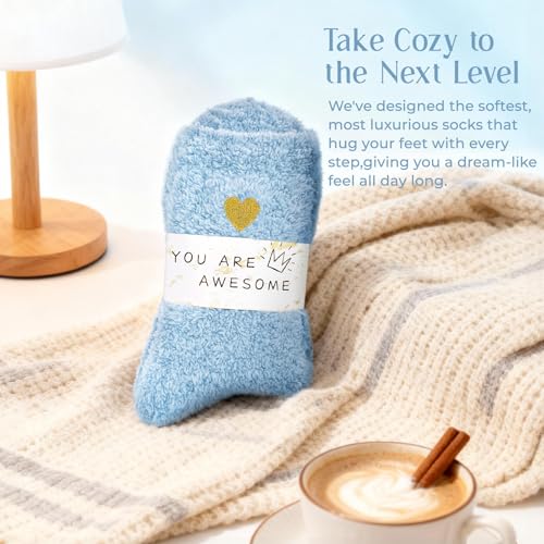 Image of American Trends Coral Fleece Cloud Fuzzy Socks Ultra-Soft Warm Sleep Socks Cozy Unisex Self-Care Gifts Boo Basket Stuffers