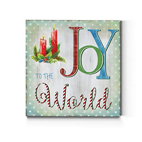 Renditions Gallery Christmas Celebration Wall Art Joy to the World Xmas Candle Canvas Hanging Artwork Prints for Bedroom Office Home Kitchen Decorations - 24"X24" LT05