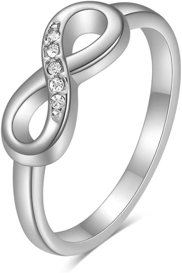 Stainless Steel Infinity Forever Love Knot Rings for Women, Cubic Zirconia Promise Wedding Bands Rings For Her