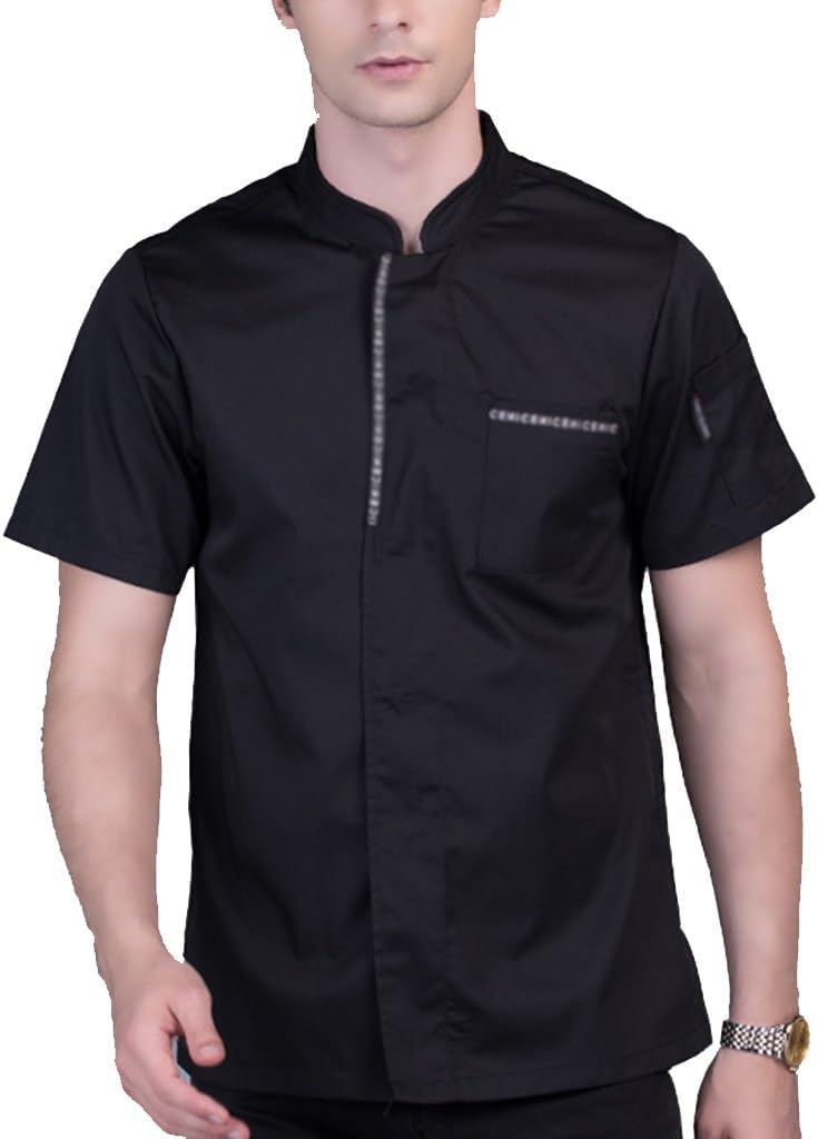 ElzEy Unisex Men Women Chef Jacket Coat Cooking Work Wear Uniform Short Sleeve Kitchen Hotel Restaurant Shirts