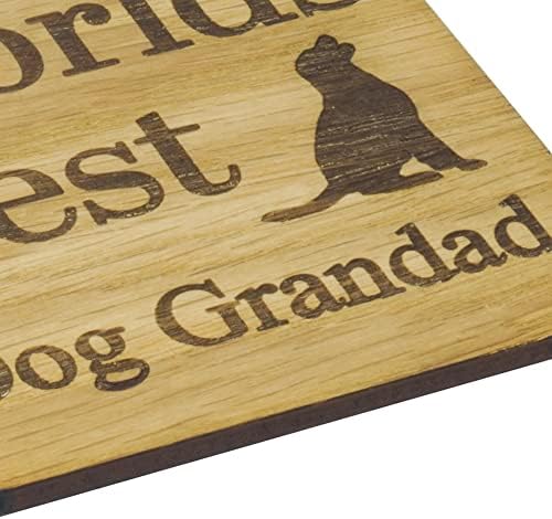 Worlds Best Dog Grandad Oak Veneer Coaster  Gift for Grandad from the Dog  Great gift for new puppy Grandpa  fun from the dog  Special Birthday present for Gramps from Doggy.