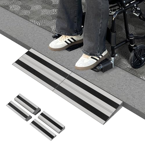 XARILK 5cm Rise Modular Threshold Ramp for Doorways, Stable Wheelchair Ramp for Home Steps, Aluminum Door Ramp and Curb Ramp for Scooters, Power Chairs, Cars, 500kg Load Capacity