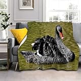 Flanell Fleece Decke, Schwarzer Schwan Sofadecke Tagesdecke TV Decken, Weich Warm Flauschig Tiere Wohndecke für Mädchen Jungen 130x150cm AL1232