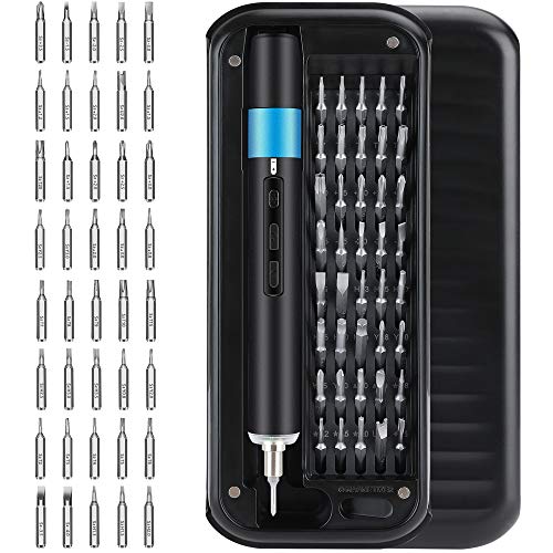 POWERAXIS Mini Electric Screwdriver, 42 in 1 Small Cordless Electric Precision Screwdriver Kit Including 40 Driver Bits, LED Lights and Magnetic Mat Handy Repair Tools for Phone/Laptop/Watch/Camera