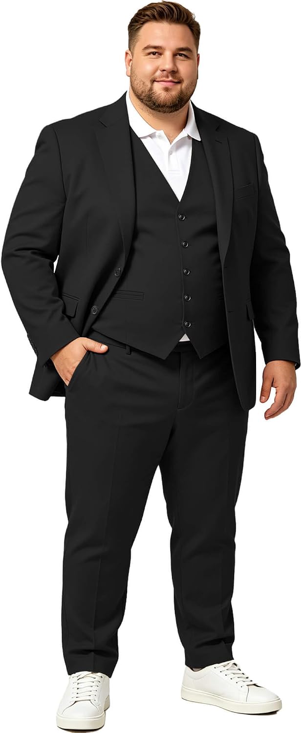 GATMSTZ Men's Big & Tall Suit Classic Fit 3-Piece Set