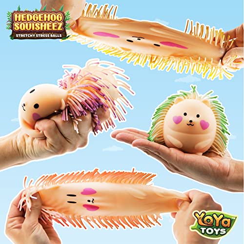 Yoya Toys Hedgehog Squisheez - Set Of 4 Cute Stress Balls, Large Easter Stress Balls, Sensory Toys For Kids & Adults, Fun Party Gift Idea - With Purple, Pink, Green, & Yellow Hair #TOP1