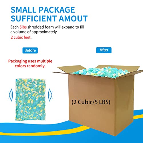 41 LBS Bean Bag Filler, Shredded Memory Foam Filling for Pillow Stuffing, Cushion, Without Added Gel Particles, Premium Soft Refill and Great for Stuffing, Multi Color and Shape