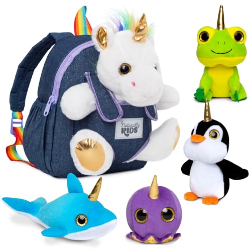 Naturally KIDS Toddler Unicorn Backpack with Plush Toys