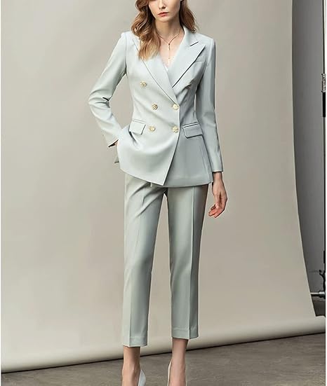 Amazon Co Jp N A レディースダブル胸のスーツスリミング女性スーツマネージャーティーチャープロフェッショナルウェアパンツスーツ Color A Size Mcode ファッション