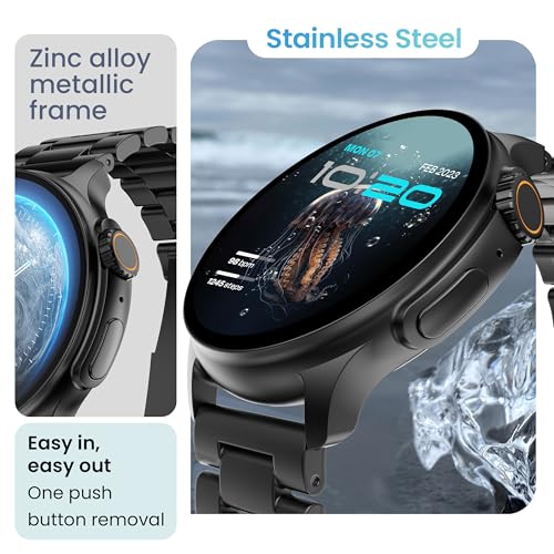 Image of GOBOULT Crown R Pro Smart Watch 1.43''HD AMOLED, Working Crown, Zinc Alloy Frame,600Nits Brightness, AI Voice Assistant, SpO2 Monitoring, 120+ Sports Mode(Metal Black)