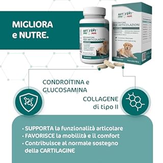 ARTIFOOT - Integratori per Cani Articolazioni - 120 Compresse Insapore - Glucosamina e Condroitina, Boswellia, Artiglio del Diavolo e Collagene di Tipo II - Condroprotettori Cane e Gatto