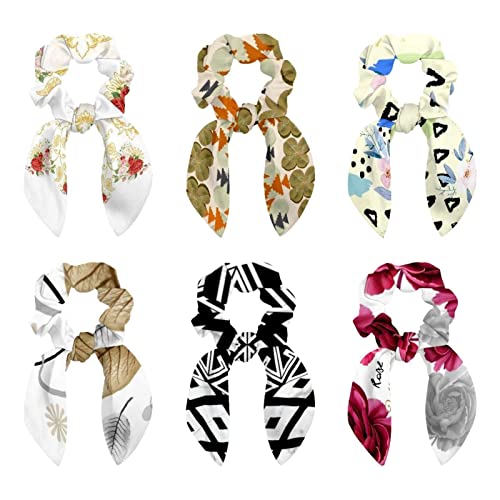 Chouchous pour cheveux avec nœud papillon en lot de 6, accessoires de coiffure fleurs pour femme