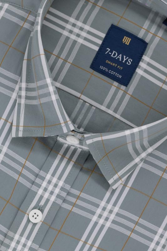 Image of 7-DAYS Men's Premium Check Shirt - 100% Cotton, Tailored Fit (Between Slim & Regular), Full Sleeve, with Pocket - Smart Office & Casual Look