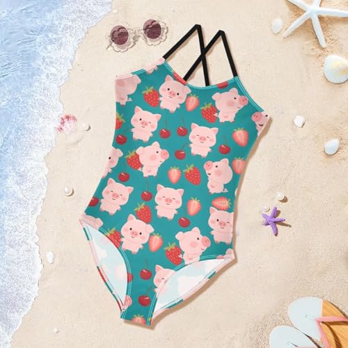 Image of Cartoon Frogs Girls One Piece Swimsuits Summer Quick Dry Beach Bathing Suit