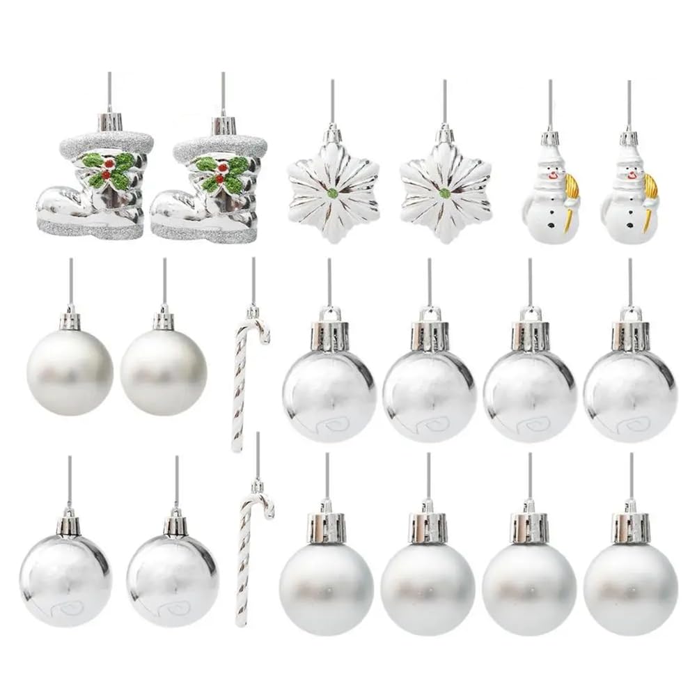 IJSDNVJNDX Silver Christmas Tree Decorations, Set of 20 Atmospheric Reusable Silver Ornaments for Christmas, Easy to Suspend