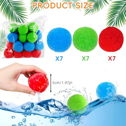 Image of PATPAT 21Pcs Pom Pom Water Balloons, Soft Sponge Pool Water Balls in 3 Colors, Lightweight Floating Ball Toys for Pool Party, Bath, Beach & Swimming Pool, Beach Toys for Kids, 5cm Dia