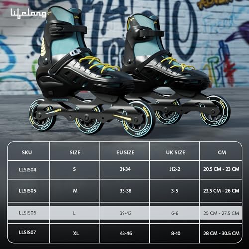 Lifelong Skating Shoes-Roller Skate Shoes-3 Wheels Inline Skates-Skating Shoes for Boys&Girls-Skate Scooter-Liner Skates-Roller Shoes-1 Pair of Skates,Large Euro Shoe Size 39-42,Multicolor