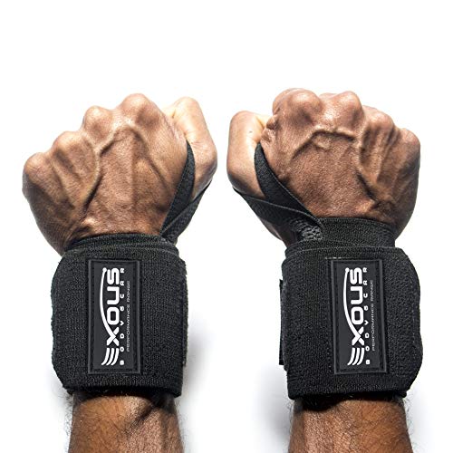 Wrist Wraps Weightlifting Supports - Professional Super Heavy Duty With Thumb Loop - For Powerlifting - Strength Training Crossfit - Gym Lifting Men & Women Black (BLACK, 12" Regular duty)