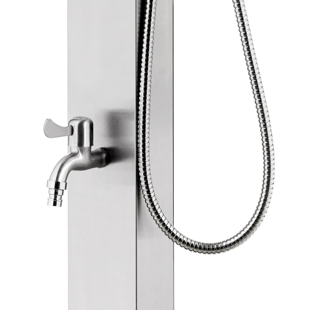 vidaXL Gartendusche mit Grauer Bodenplatte 225 cm Edelstahl