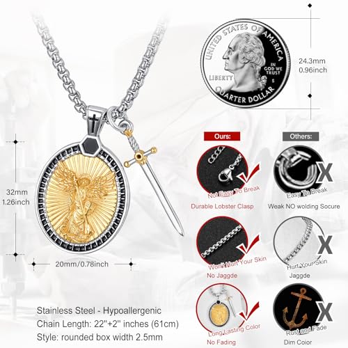 925 Sterling Silver Saint Religious Necklace for Men Women Amulet Jewelry Religious Gifts for Husband Boyfriend Father Grandpa Son4