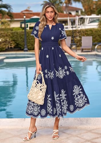 Image of PRETTYGARDEN Womens Summer Dresses Floral Maxi Boho Spring Long Dress